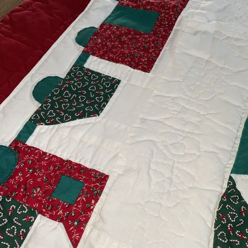 Vintage-Style Christmas Train Quilt - Extra Long Bed/Table Runner (46